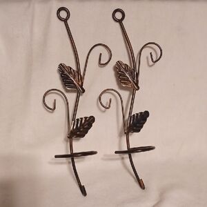 Elegant Brown Leaf Wall Hooks Candle Holders Wall Sconces